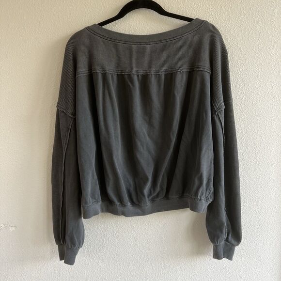 Daily Practice by Anthropologie Grasse Long-Sleeve Top Gray Waffle Medium Yoga - Picture 4 of 8